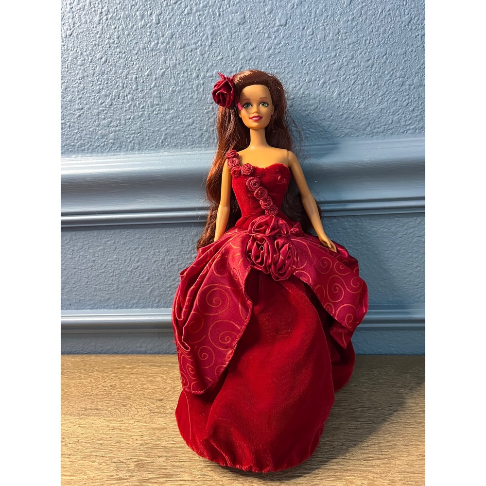 Barbie Doll Red Rose Ball Gown Evening Dress‎ Princess Figure New